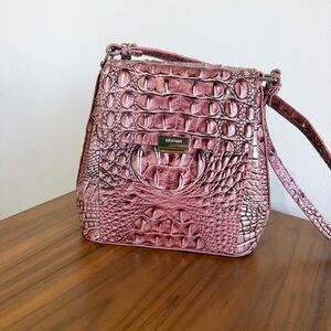 Brahmin Margo Dusty Rose Crossbody bag structured pearl finish purse